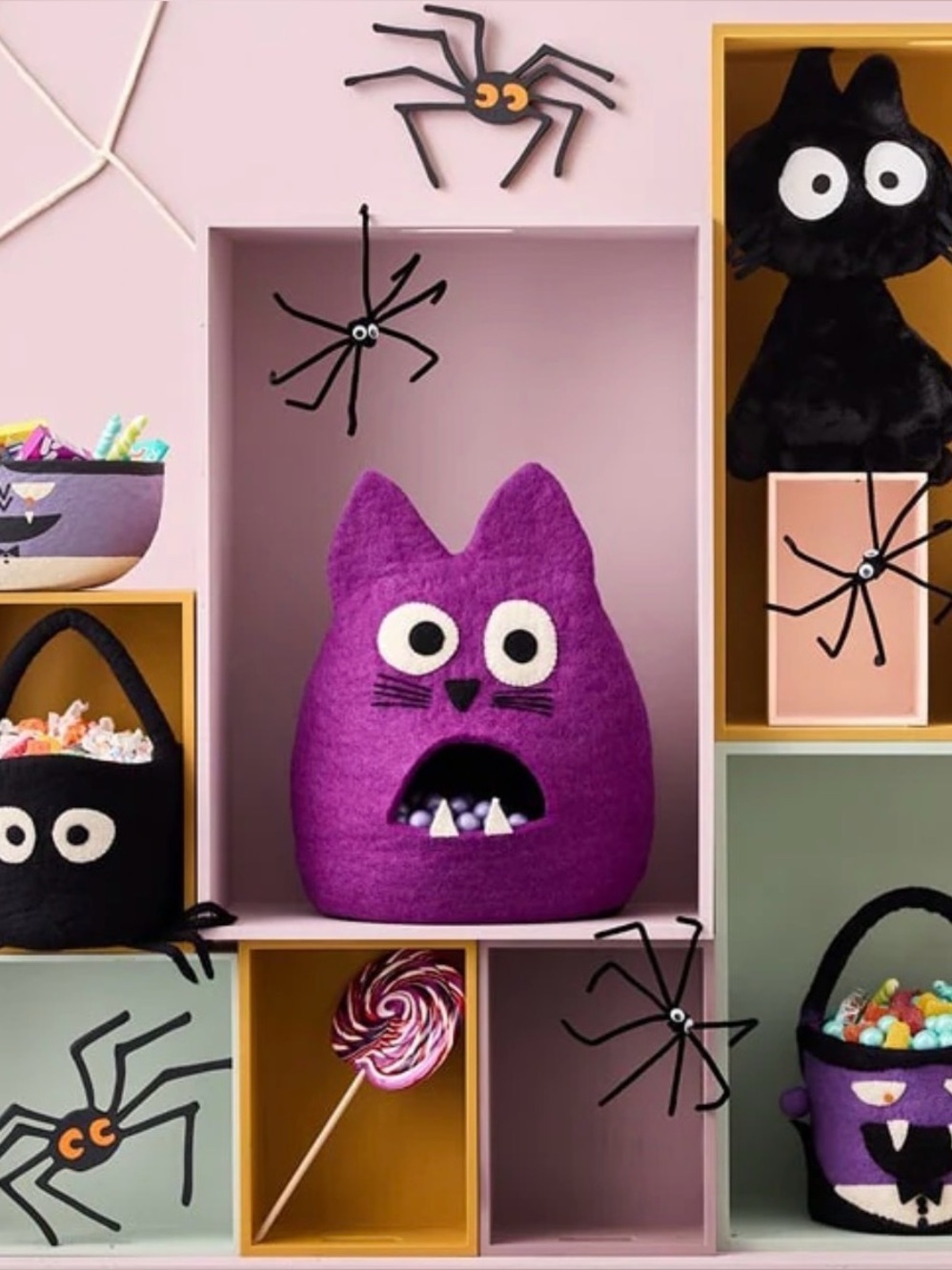NWT West Elm Kids Cat Halloween felt monster candy bowl